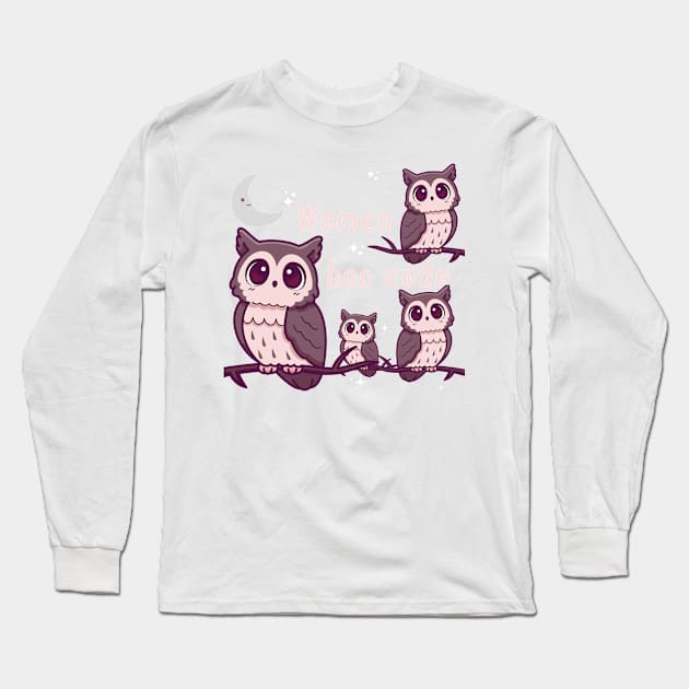 Women hoo code cute owls Long Sleeve T-Shirt by WovenKindness